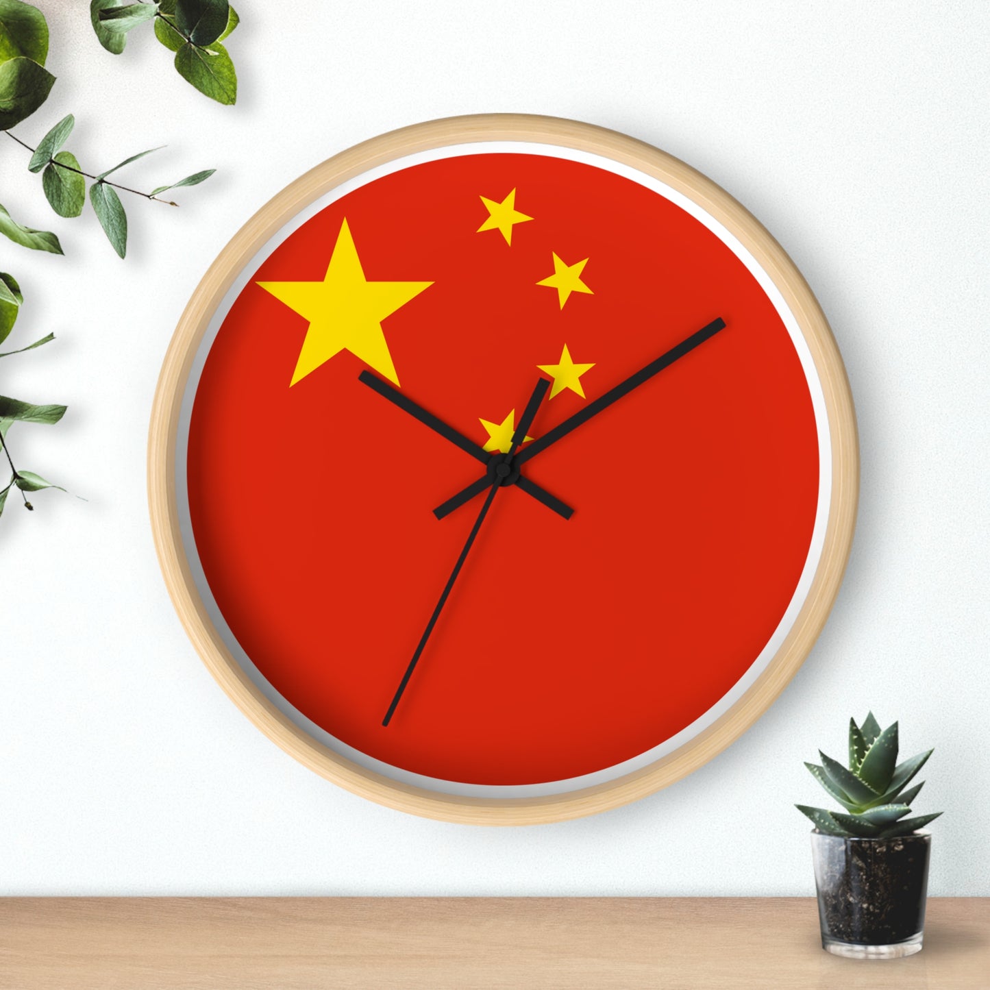 Chinese Flag Wall Clock - Vibrant Red & Yellow Home Decor