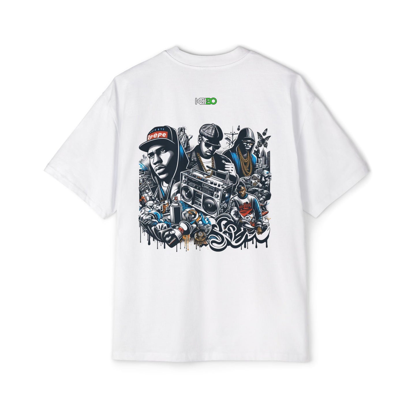 Men's Heavy Oversized Tee - Street Art Hip-Hop Graphic Shirt