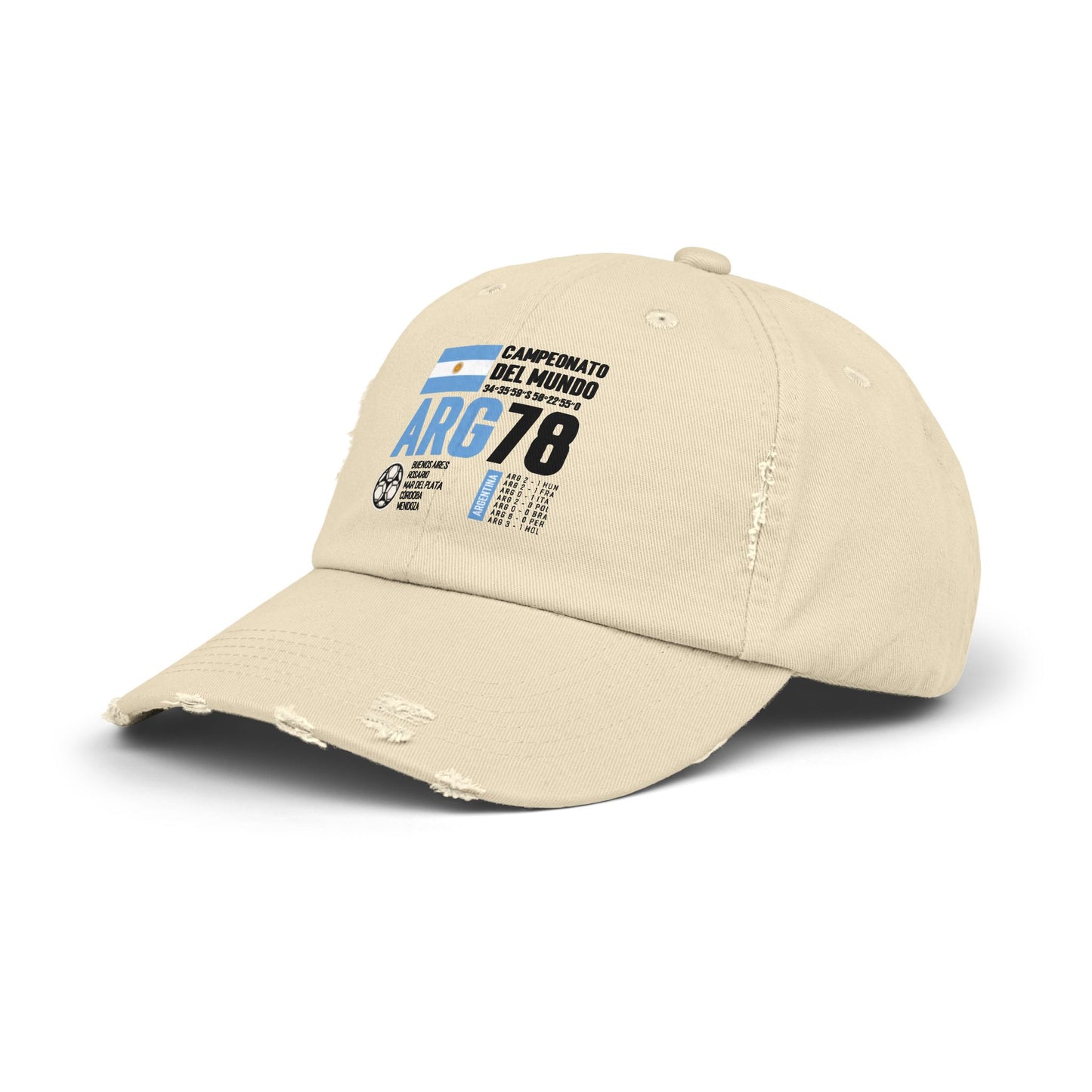Unisex Distressed Cap Campionato Del Mundo ARG78 Vintage Style Hat
