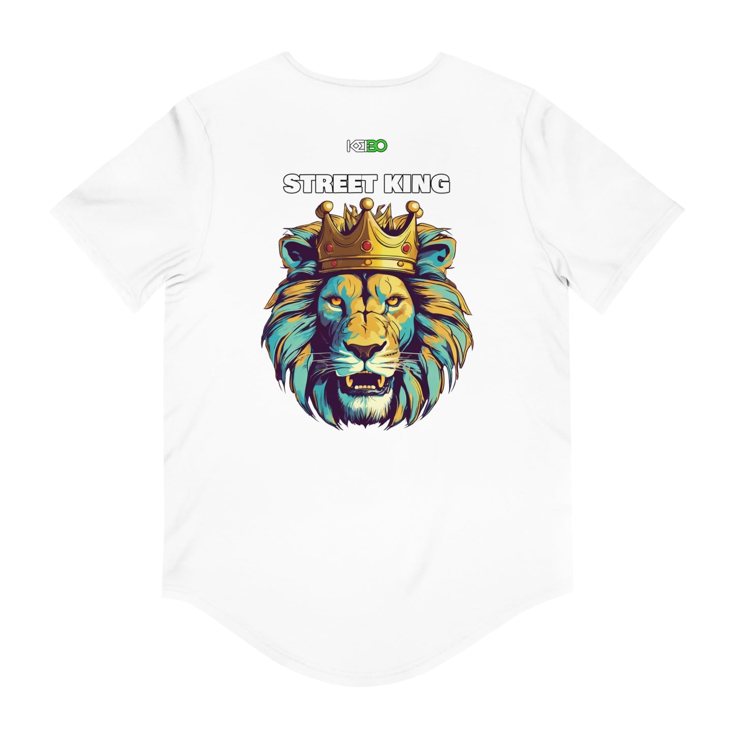 Street King Men's Curved Hem Tee - Bold Lion Graphic T-Shirt for Urban Style