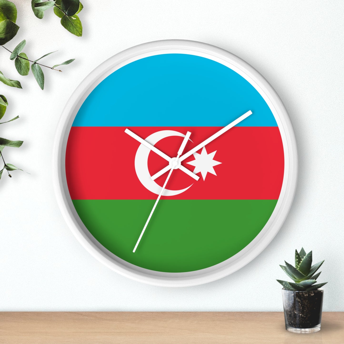 Azerbaijani Flag Wall Clock - Stylish Timepiece for National Pride