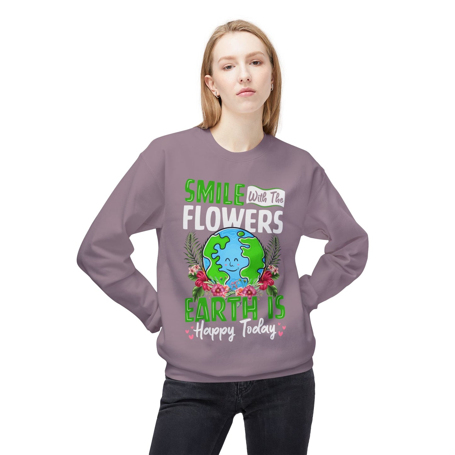 Women's Fleece Sweatshirt Flowers Floral Graphic for Positive Vibes