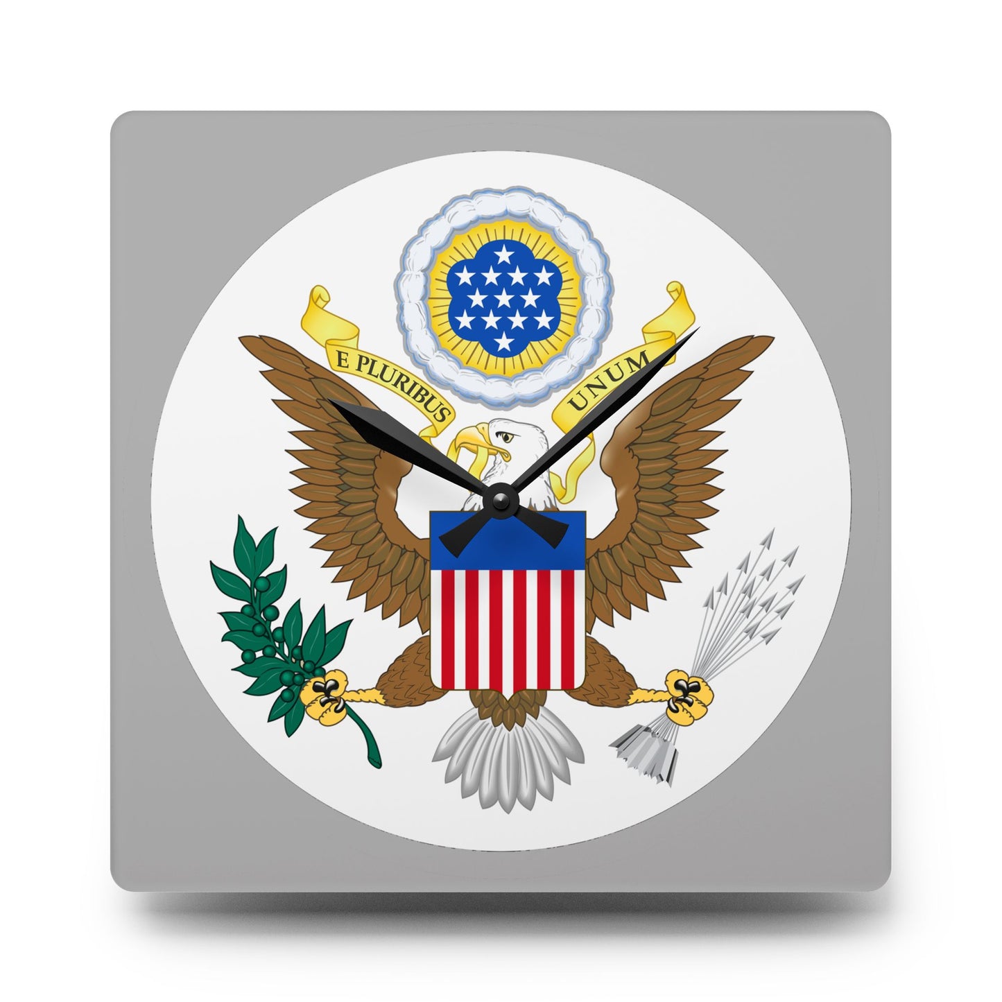 Patriotic Acrylic Wall Clock with Eagle Design