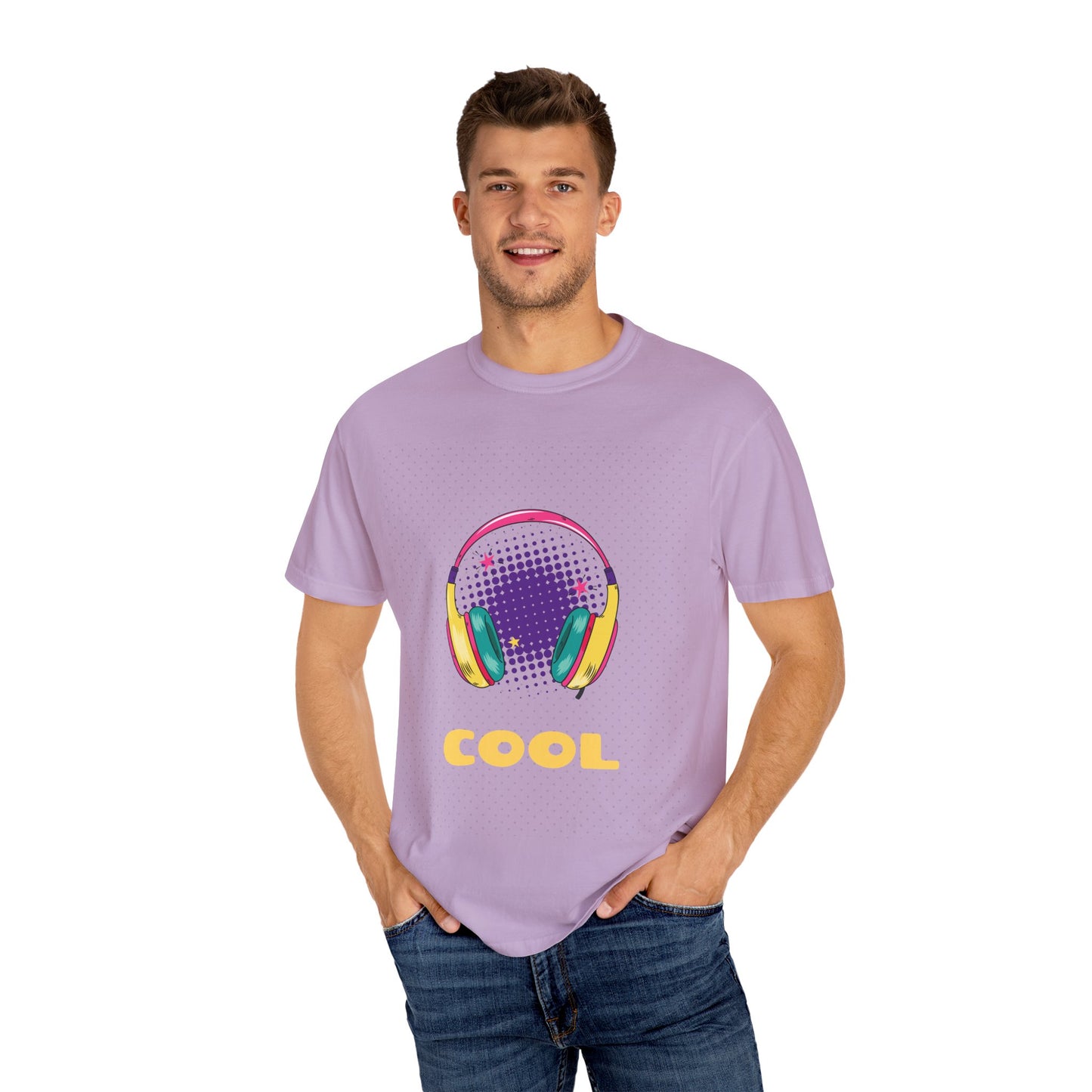 Cool Vibes Unisex Garment-Dyed T-Shirt with Headphones Graphic