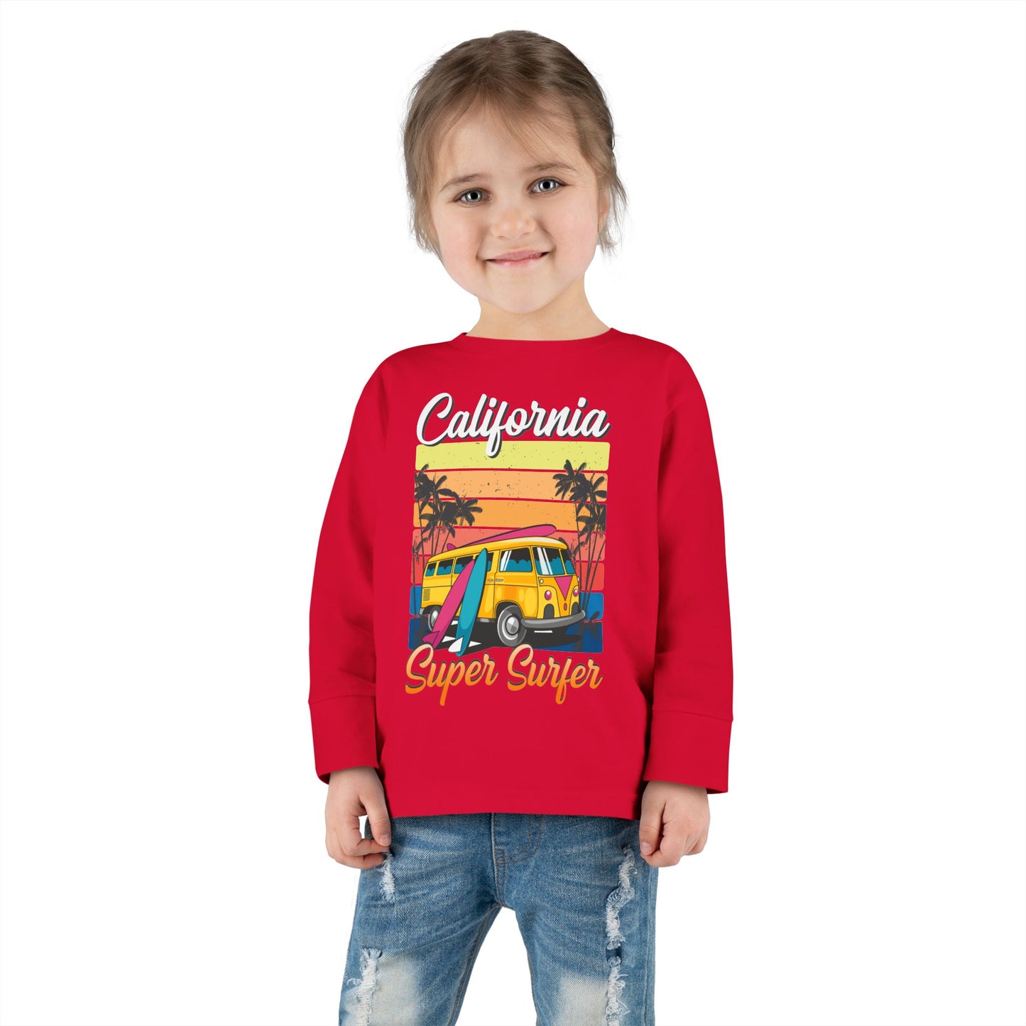Toddler Long Sleeve Tee California Super Surfer Fun Beach Vibes