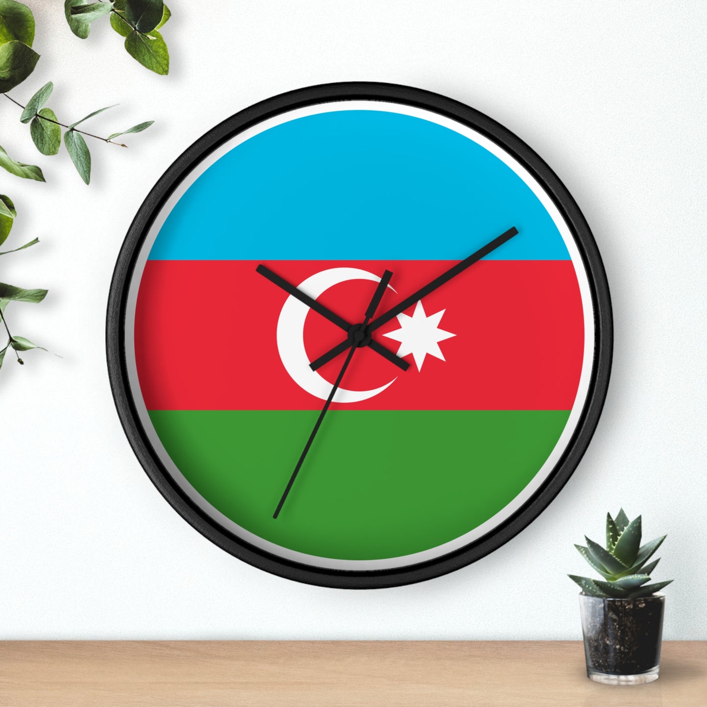 Azerbaijani Flag Wall Clock - Stylish Timepiece for National Pride
