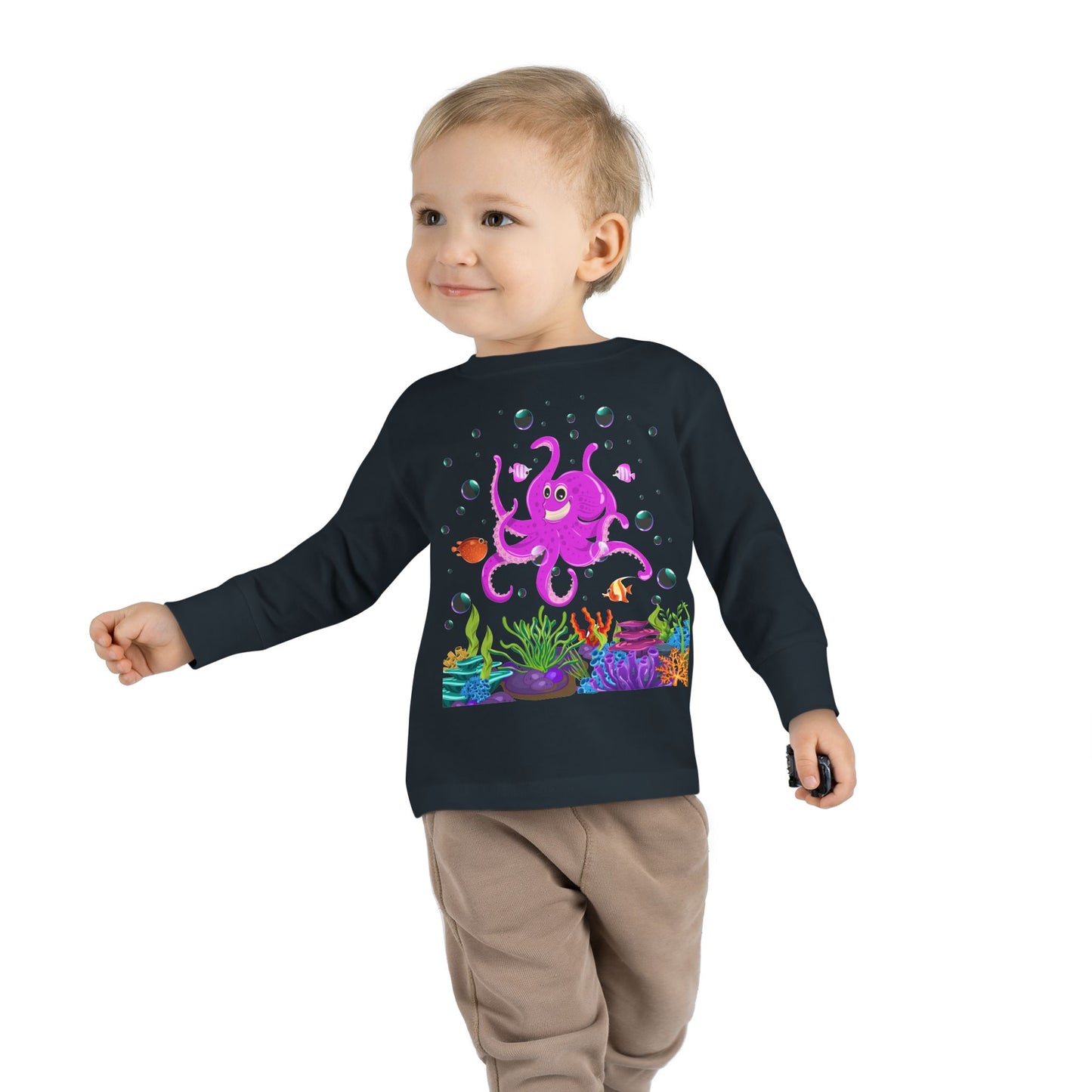 Toddler Long Sleeve Tee Colorful Jellyfish Fun Under the Sea Shirt for Kids