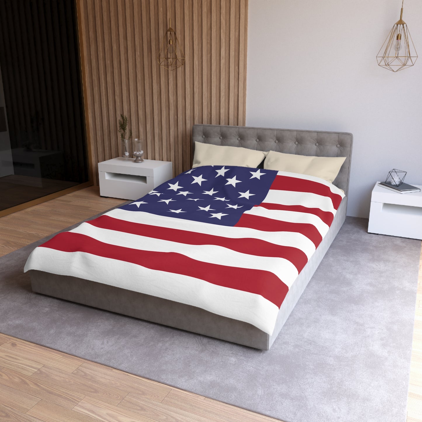 Patriotic Microfiber Duvet Cover - American Flag Design for Home Decor