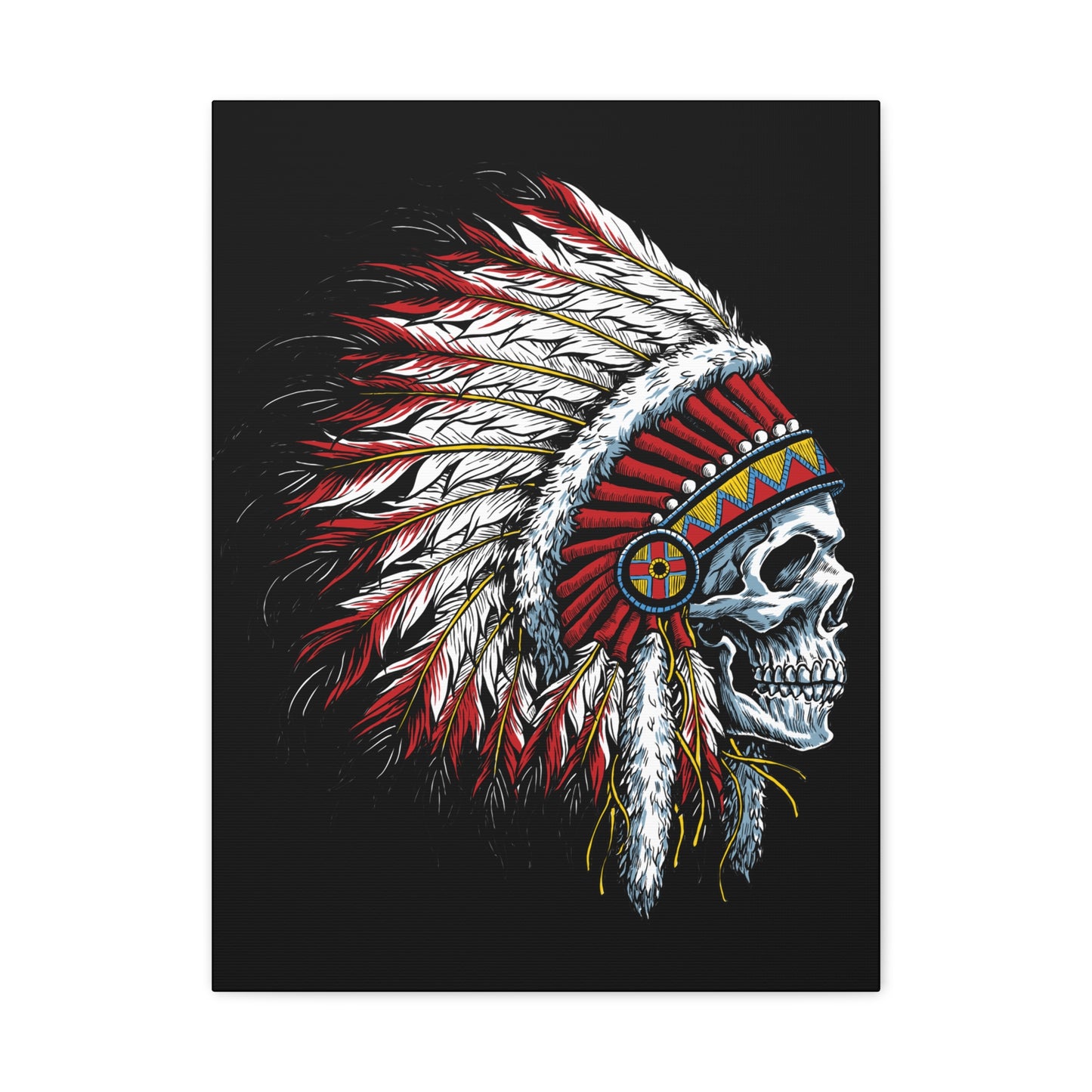 Tribal Skull Canvas Art - Bold Native American Decor