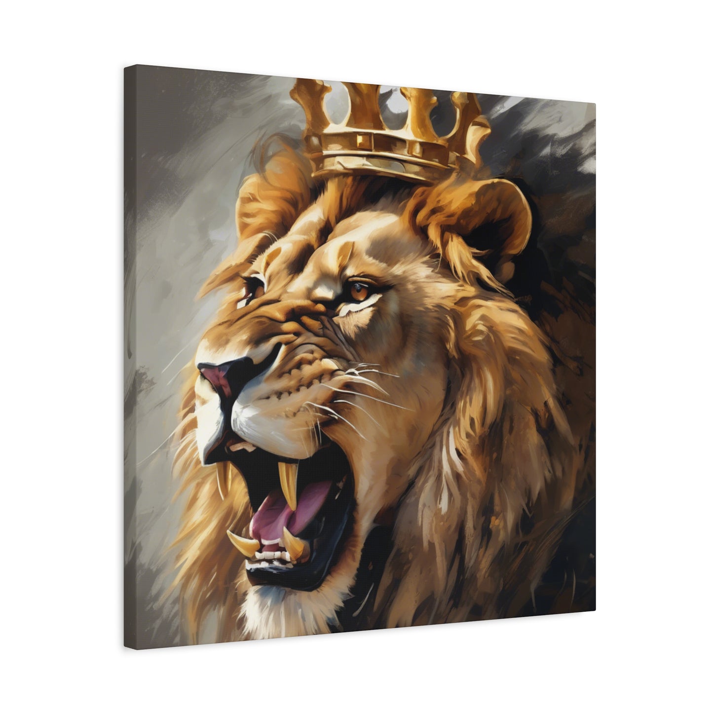Lion Crown Canvas Art - Royal King Decor for Animal Lovers