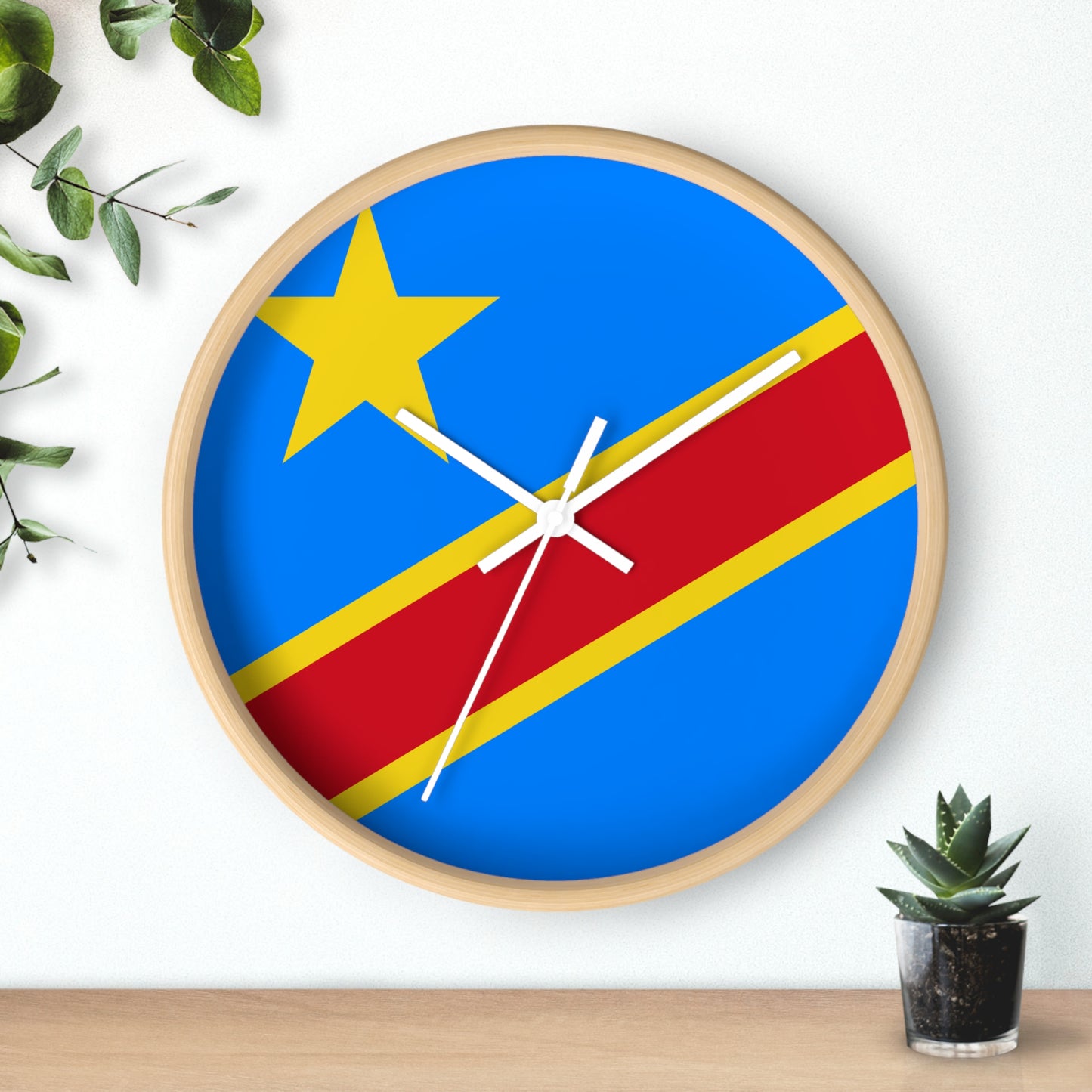 Vibrant Congolese Flag Wall Clock – Modern Decor for Home & Office
