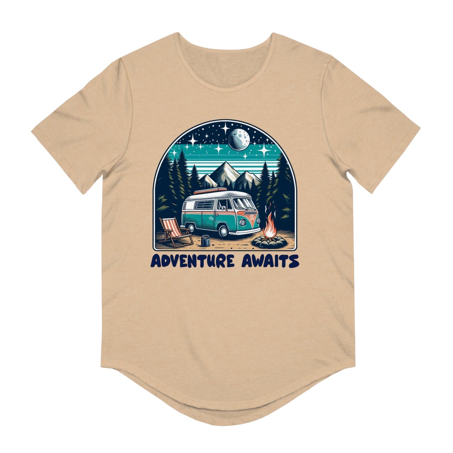 Adventure Awaits Men's Curved Hem Tee – Perfect for Outdoor Enthusiasts