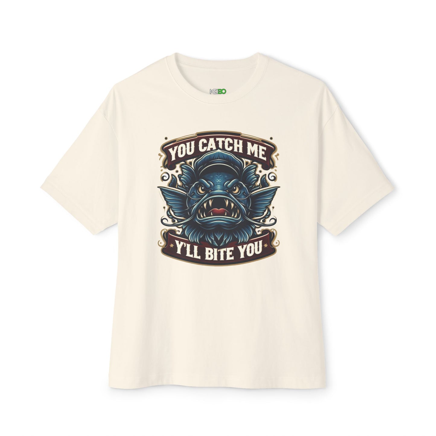 Angry CatFish Oversized Boxy Tee - T-Shirt for Fishing Fans