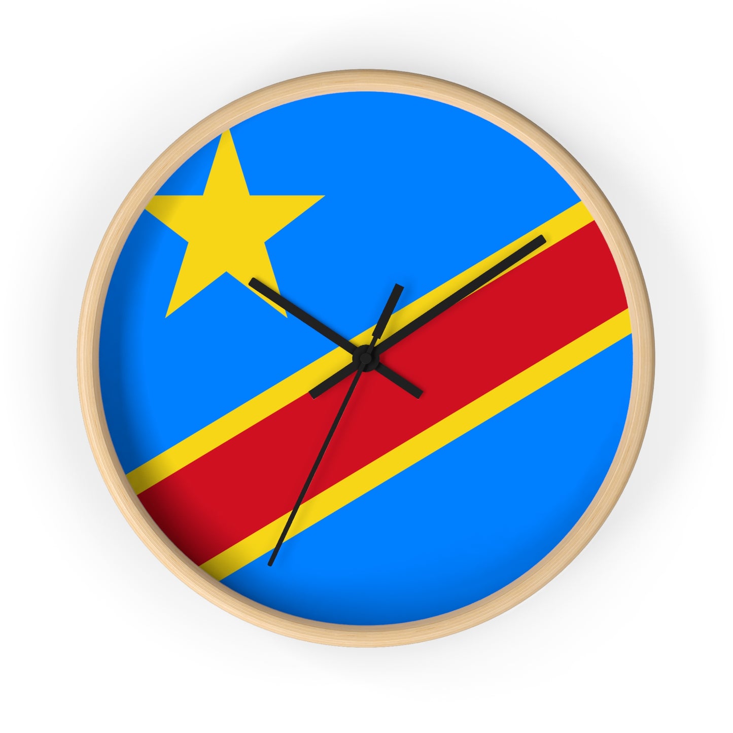 Vibrant Congolese Flag Wall Clock – Modern Decor for Home & Office
