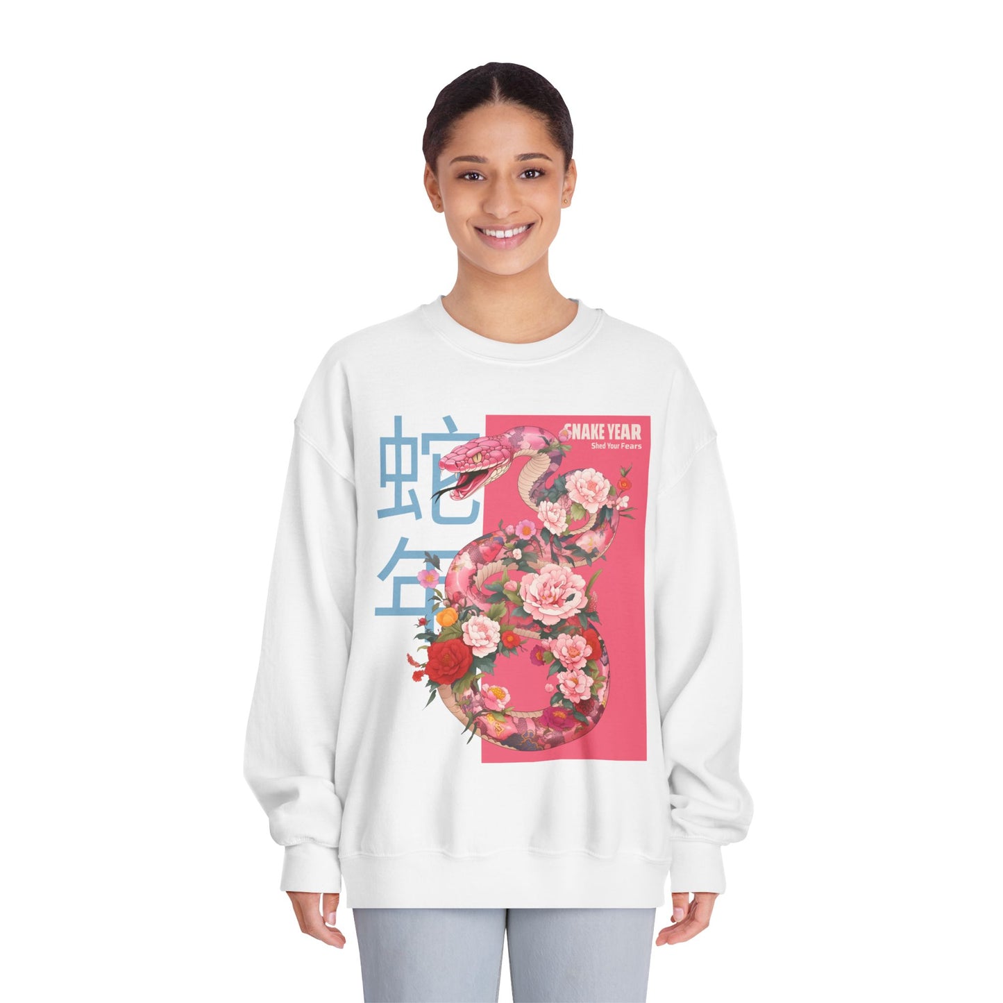 Women's Crewneck Sweatshirt - Snake Year Floral Design
