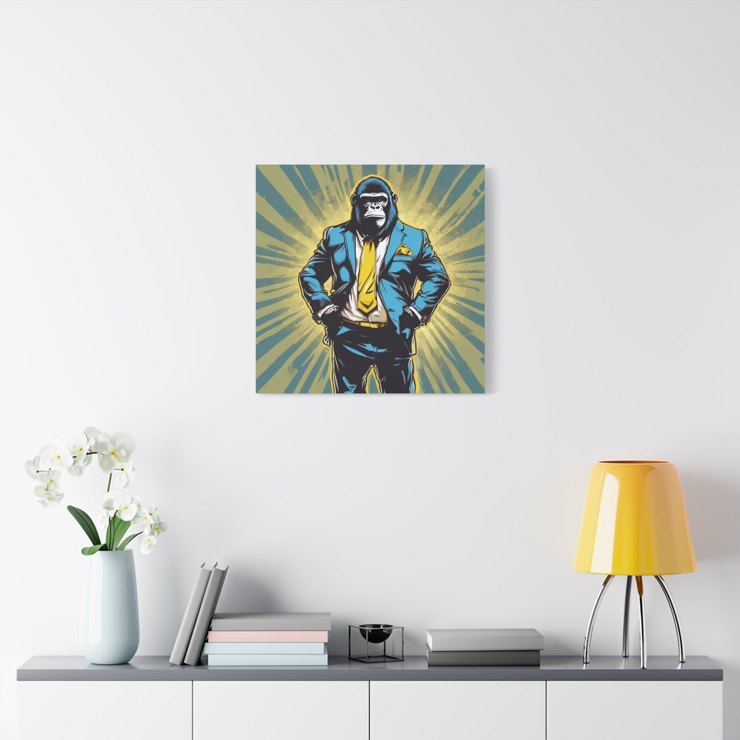 Stylish Gorilla Wall Art - Matte Canvas Print for Office Decor