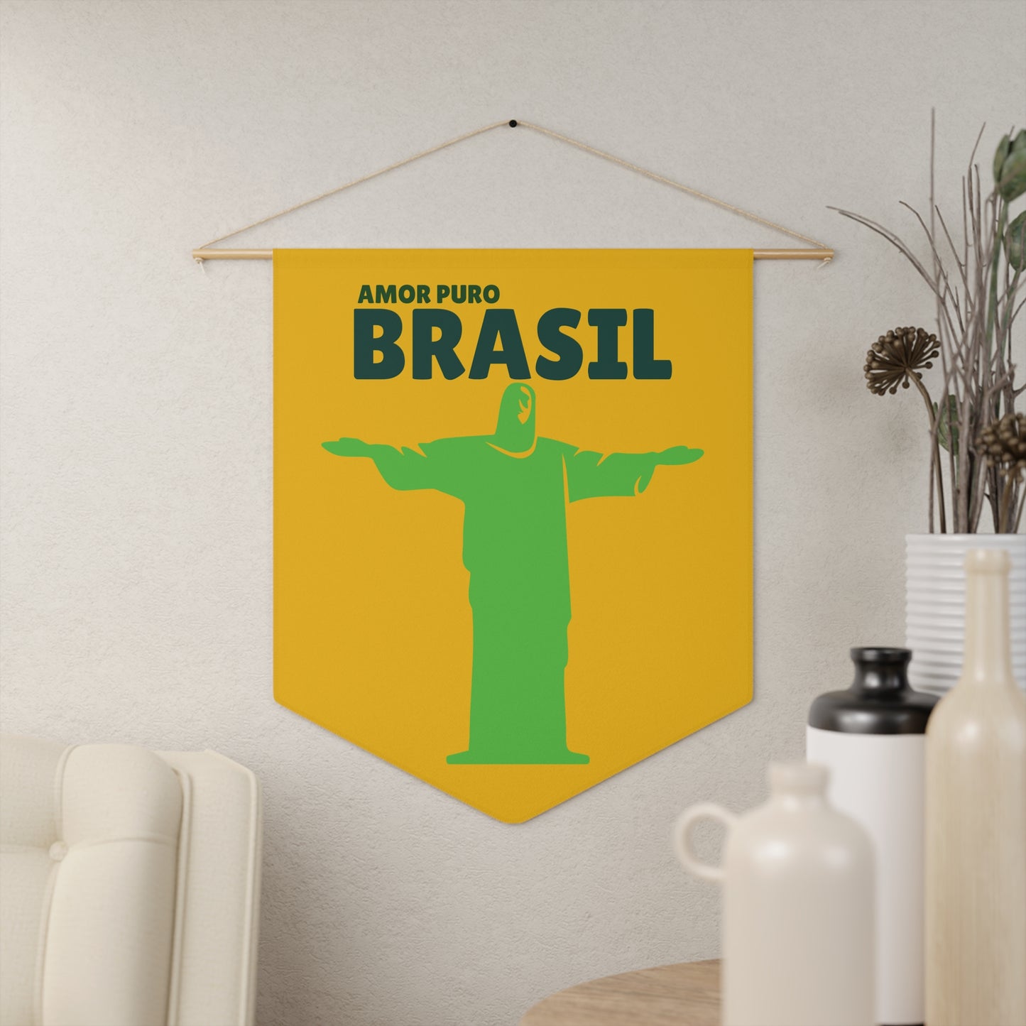 Brazilian Love Pennant - Wall Decor with Christ the Redeemer Design