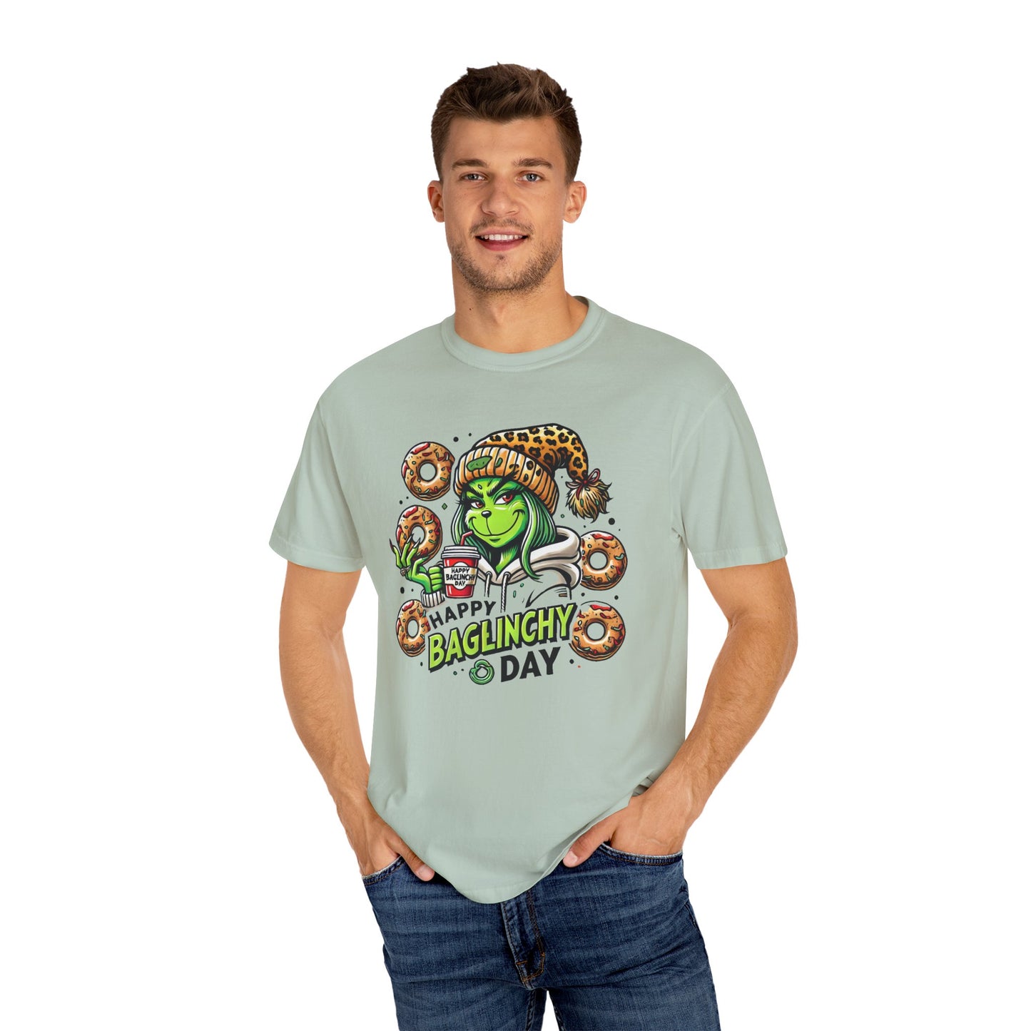 Happy Bagels Day Unisex T-Shirt with Grinchy Design