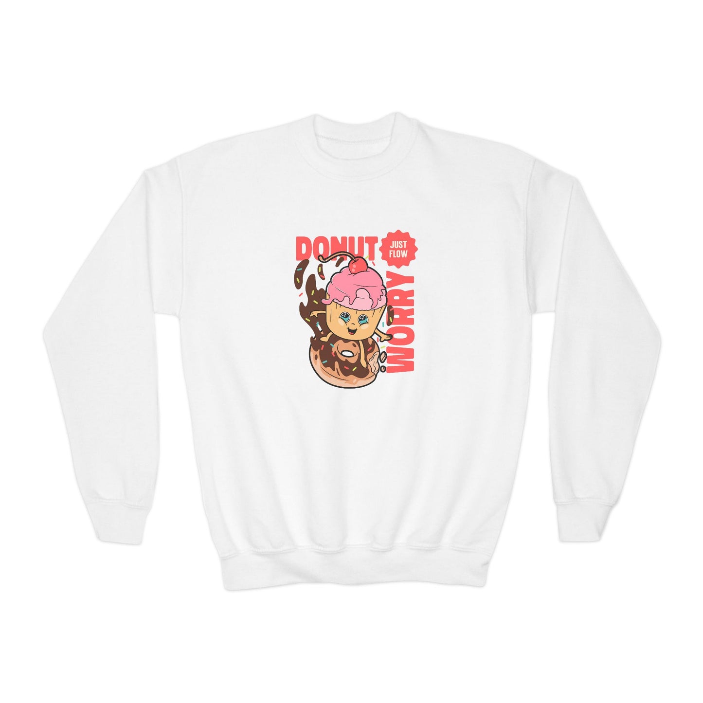 Youth Funny Cartoon Sweatshirt – “Donut Worry” Hoodie for Kids