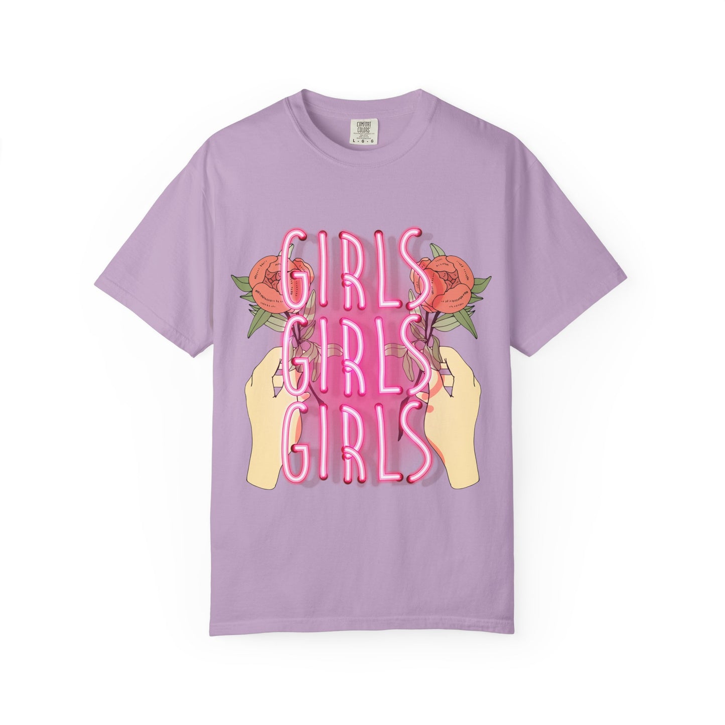 Women Fun Floral T-shirt Girls Girls Girls - Fun Design for Empowering Vibes
