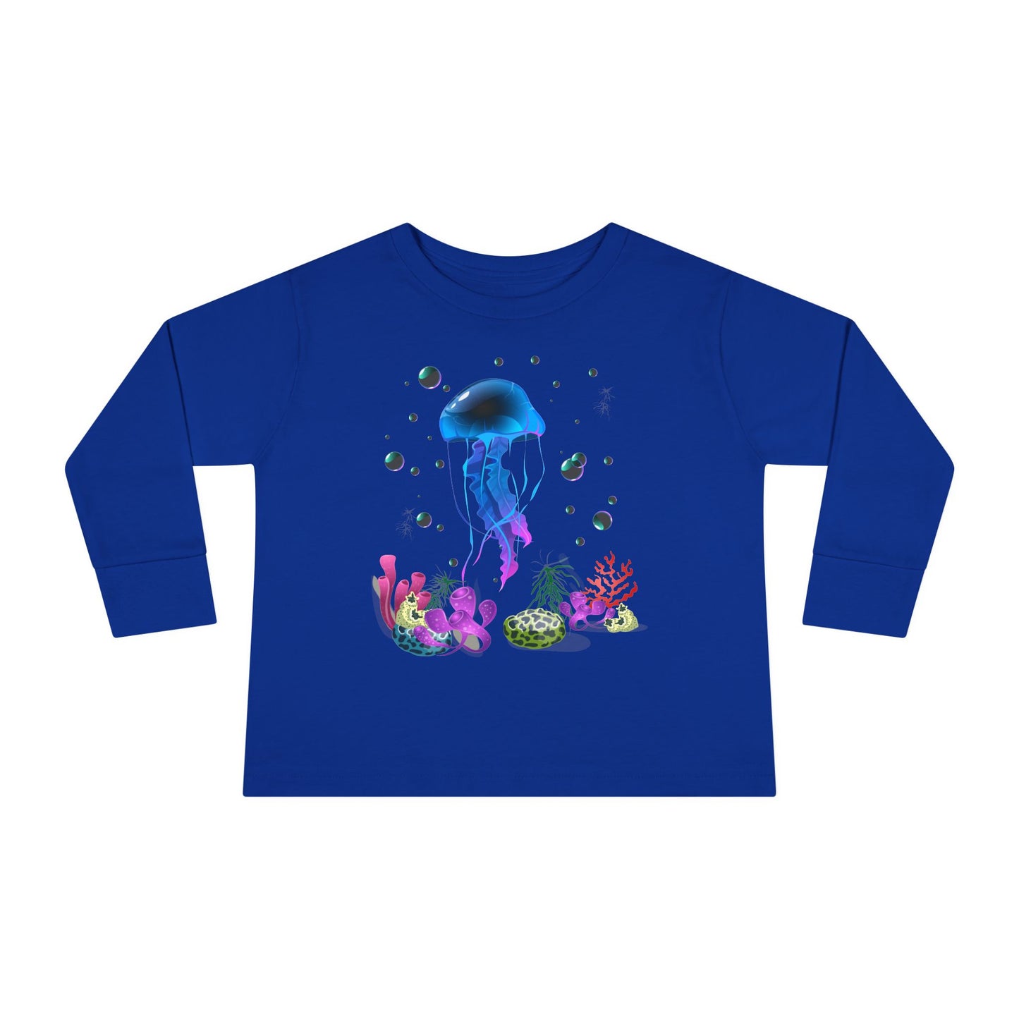 Toddler Long Sleeve Tee Colorful Jellyfish Fun Under the Sea Shirt for Kids