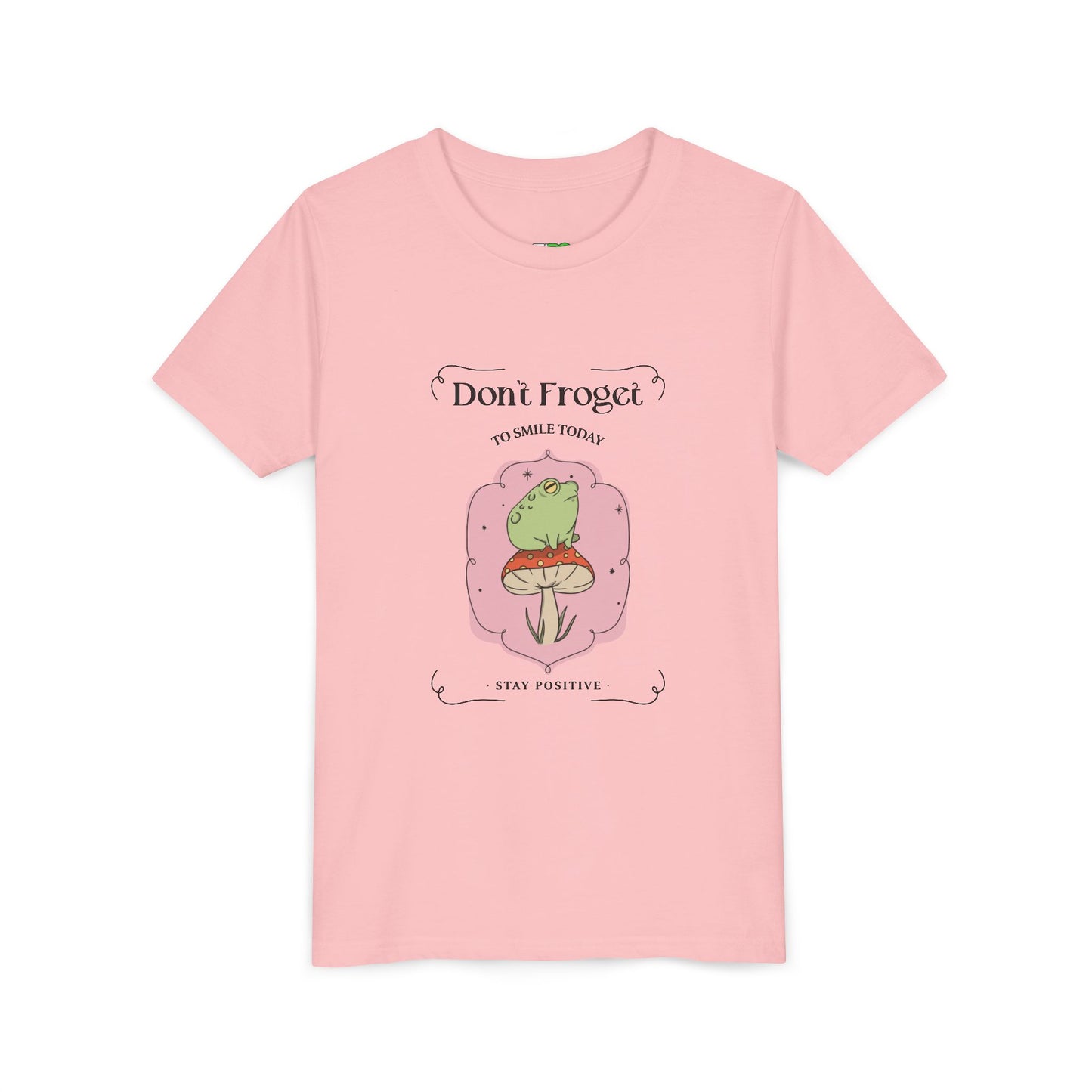 Youth Fun Graphic T-shirt - 'Don't Forget to Smile Today' Cute Froggy Design