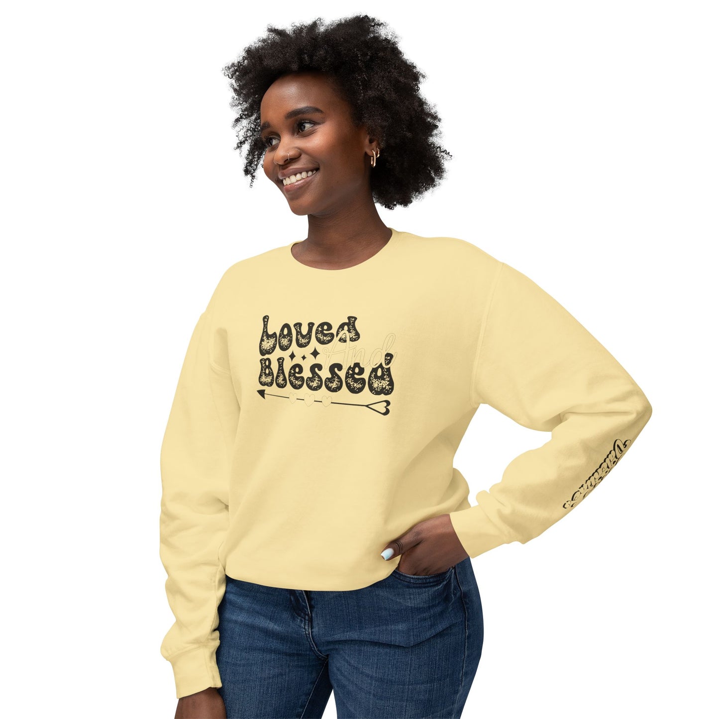 Women Sweatshirt Love And Blessed - Perfect for Valentine's Day Outfit