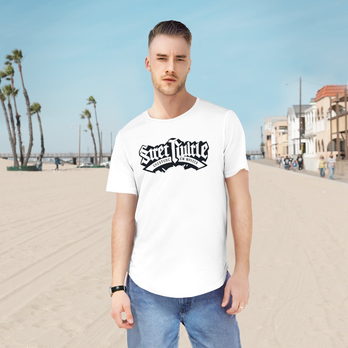 RetroWave Men's Jersey Curved Hem Tee – Urban Graphic T-Shirt