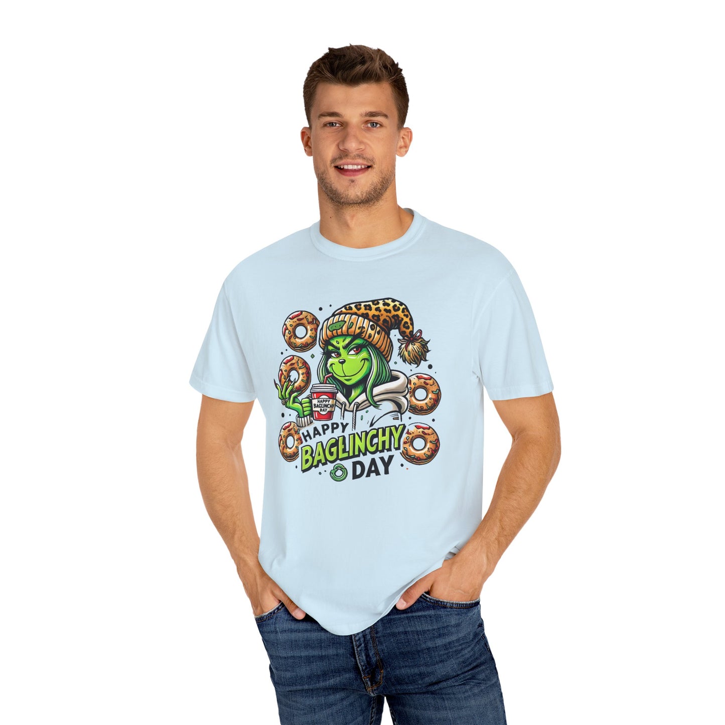 Happy Bagels Day Unisex T-Shirt with Grinchy Design