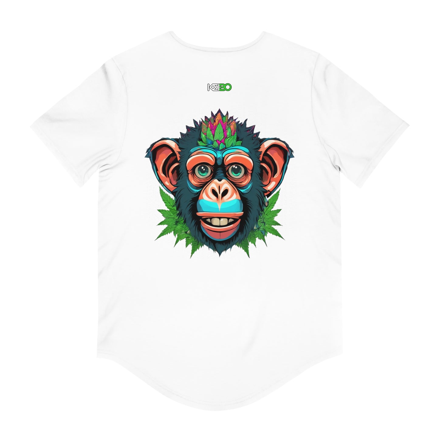 Men's Curved Hem Tee with Vibrant Monkey Design - Trendy Streetwear Top