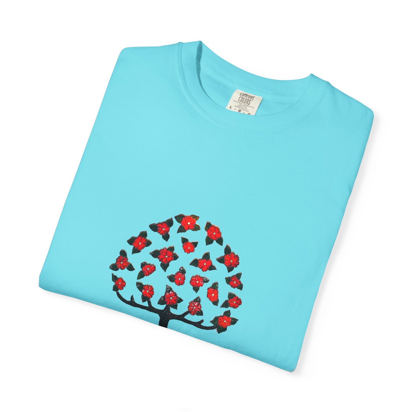 Unisex Garment-Dyed T-Shirt with Blooming Tree Design - Eco-Friendly Fashion