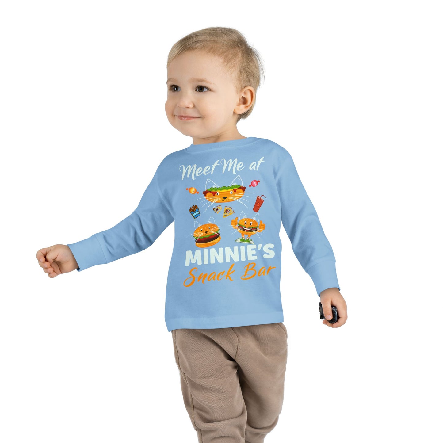 Toddler Long Sleeve Tee - "Meet Me at Minnie's Snack Bar" Cute Cat Design
