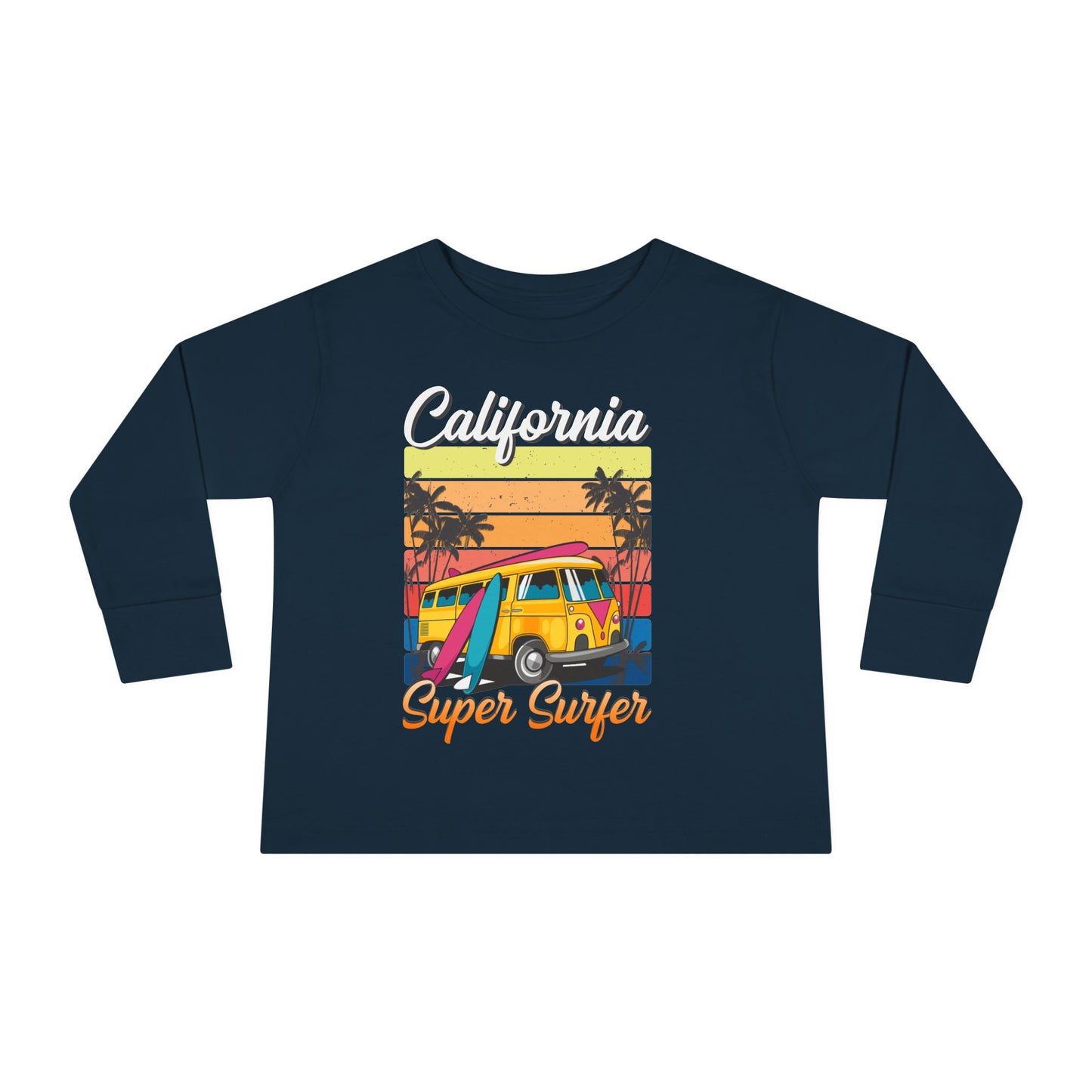 Toddler Long Sleeve Tee California Super Surfer Fun Beach Vibes