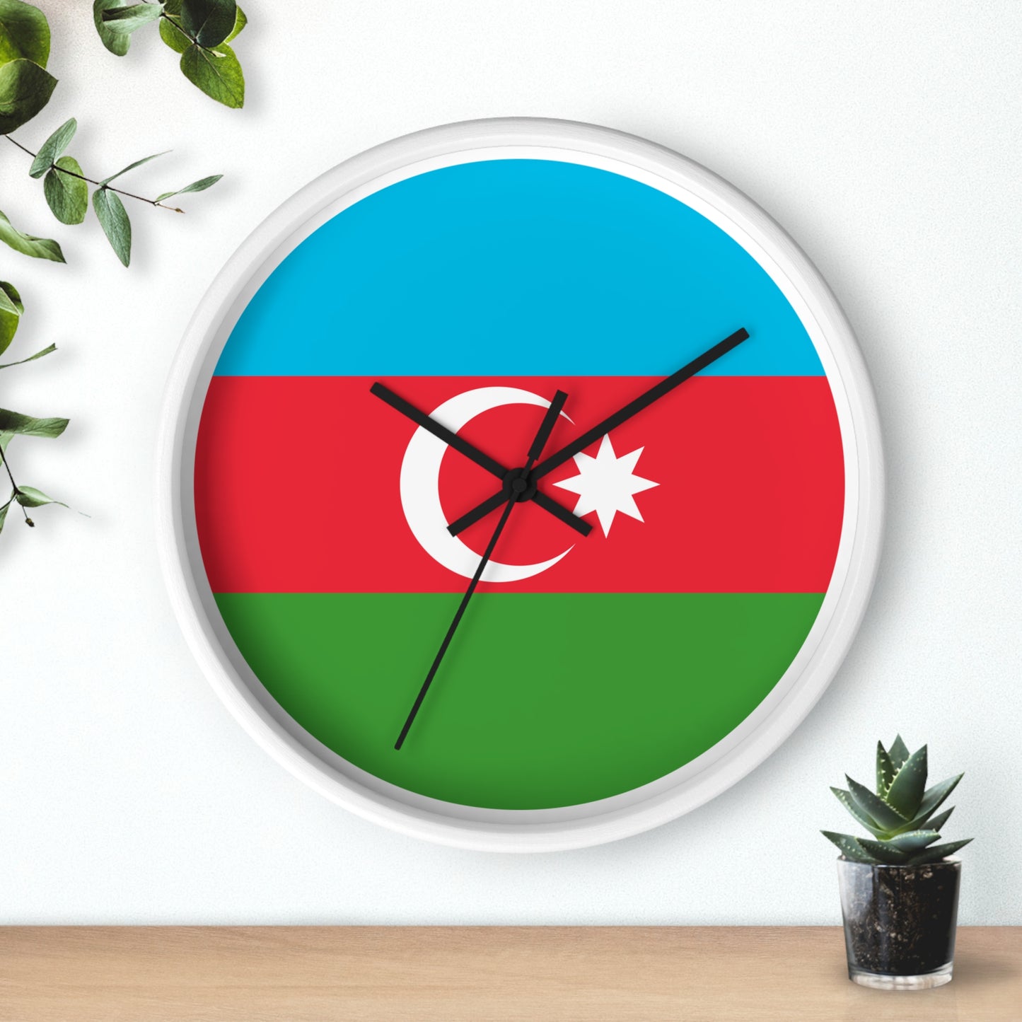 Azerbaijani Flag Wall Clock - Stylish Timepiece for National Pride