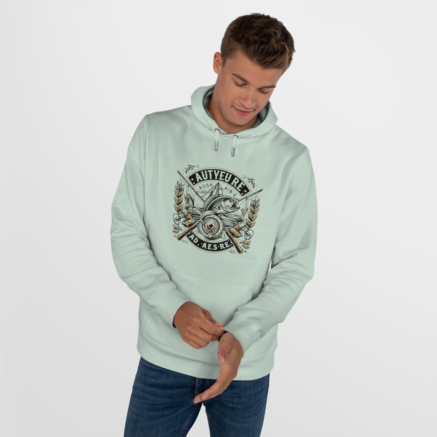 Vintage Fishing Hoodie - Autore Insignia Design for Adventurous Spirits