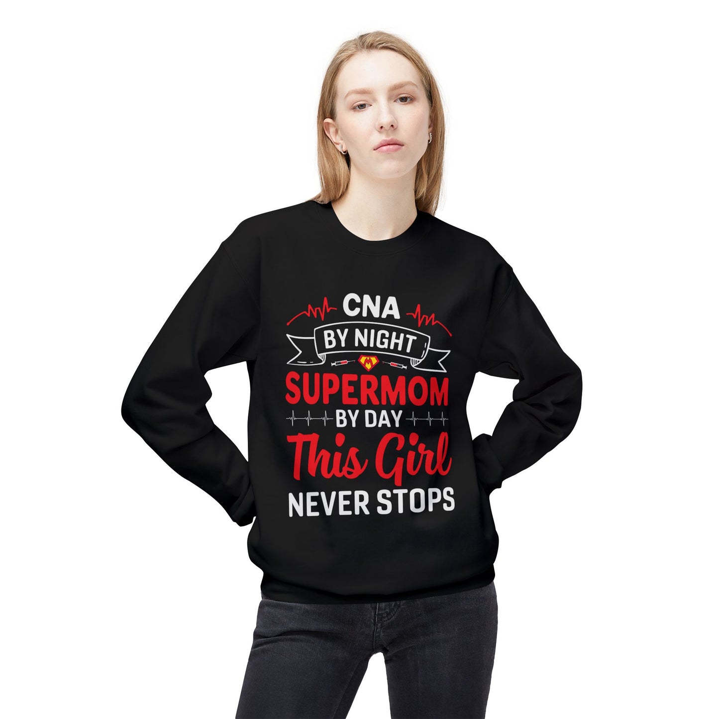 Women's Fleece Sweatshirt – Supermom Nurse Graphic for Proud Moms