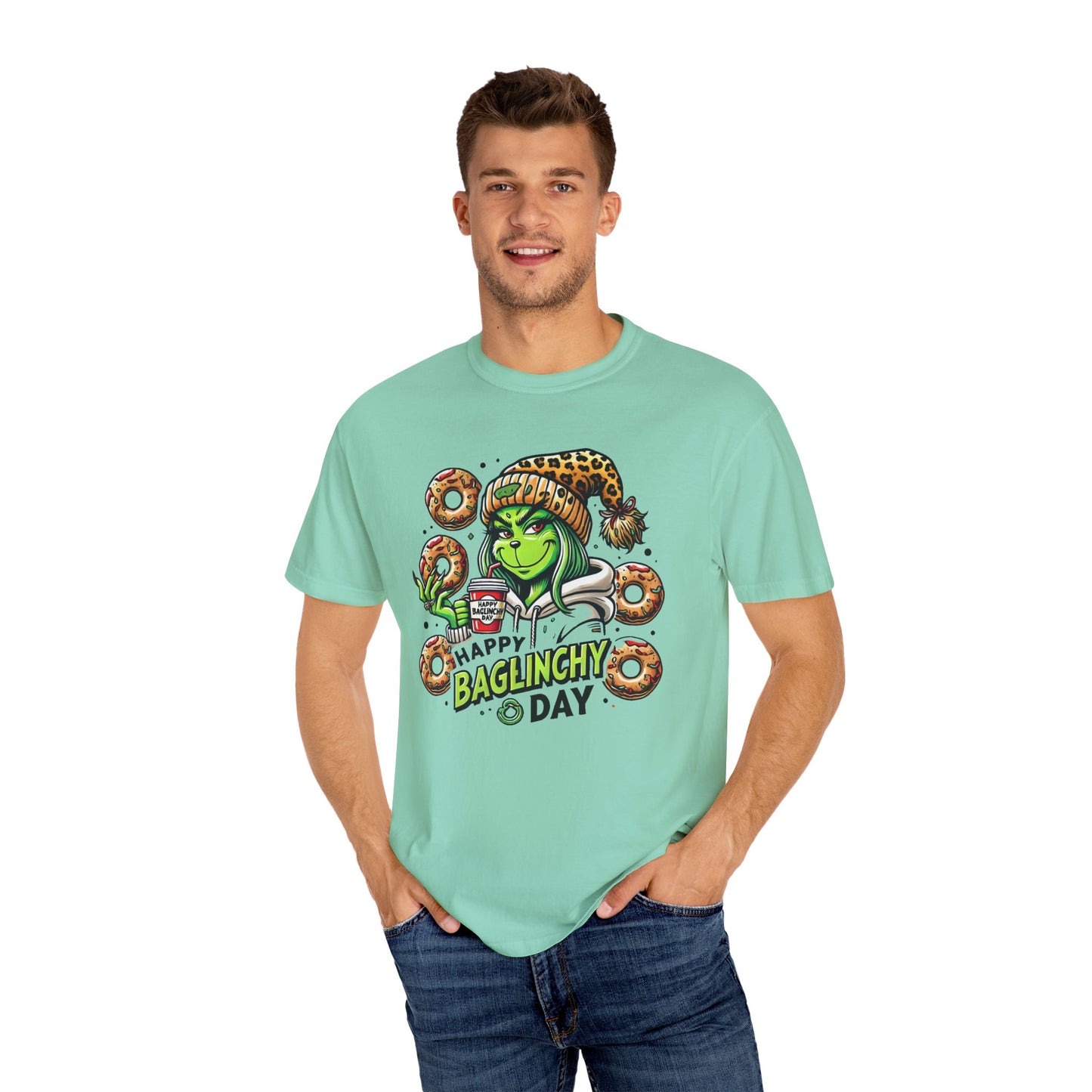 Happy Bagels Day Unisex T-Shirt with Grinchy Design