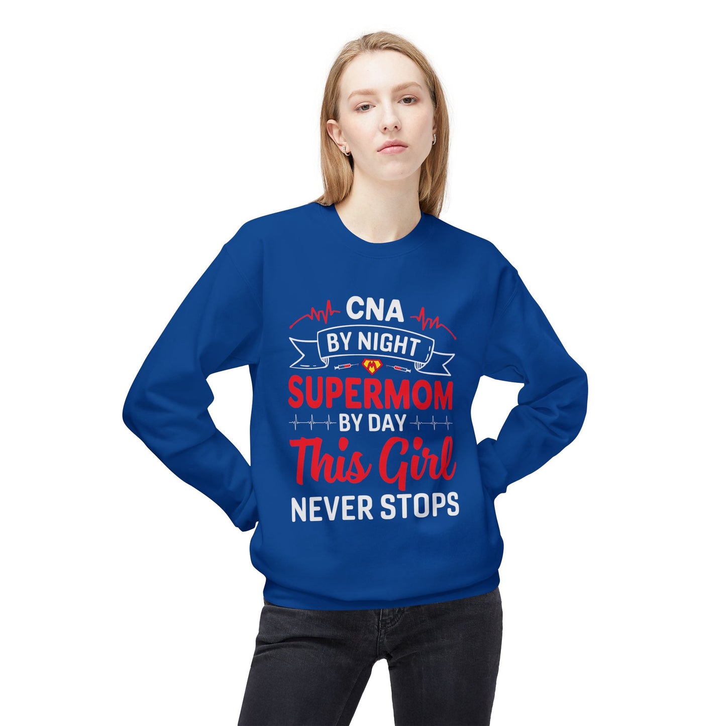 Women's Fleece Sweatshirt – Supermom Nurse Graphic for Proud Moms
