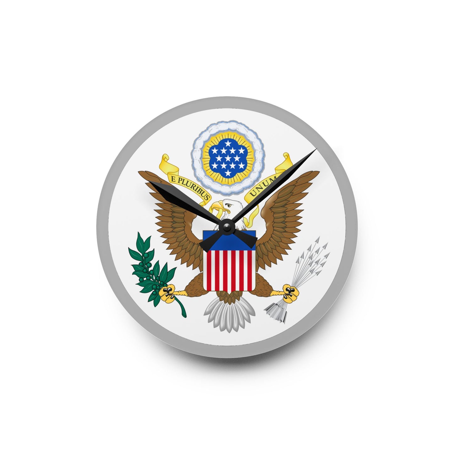 Patriotic Acrylic Wall Clock with Eagle Design