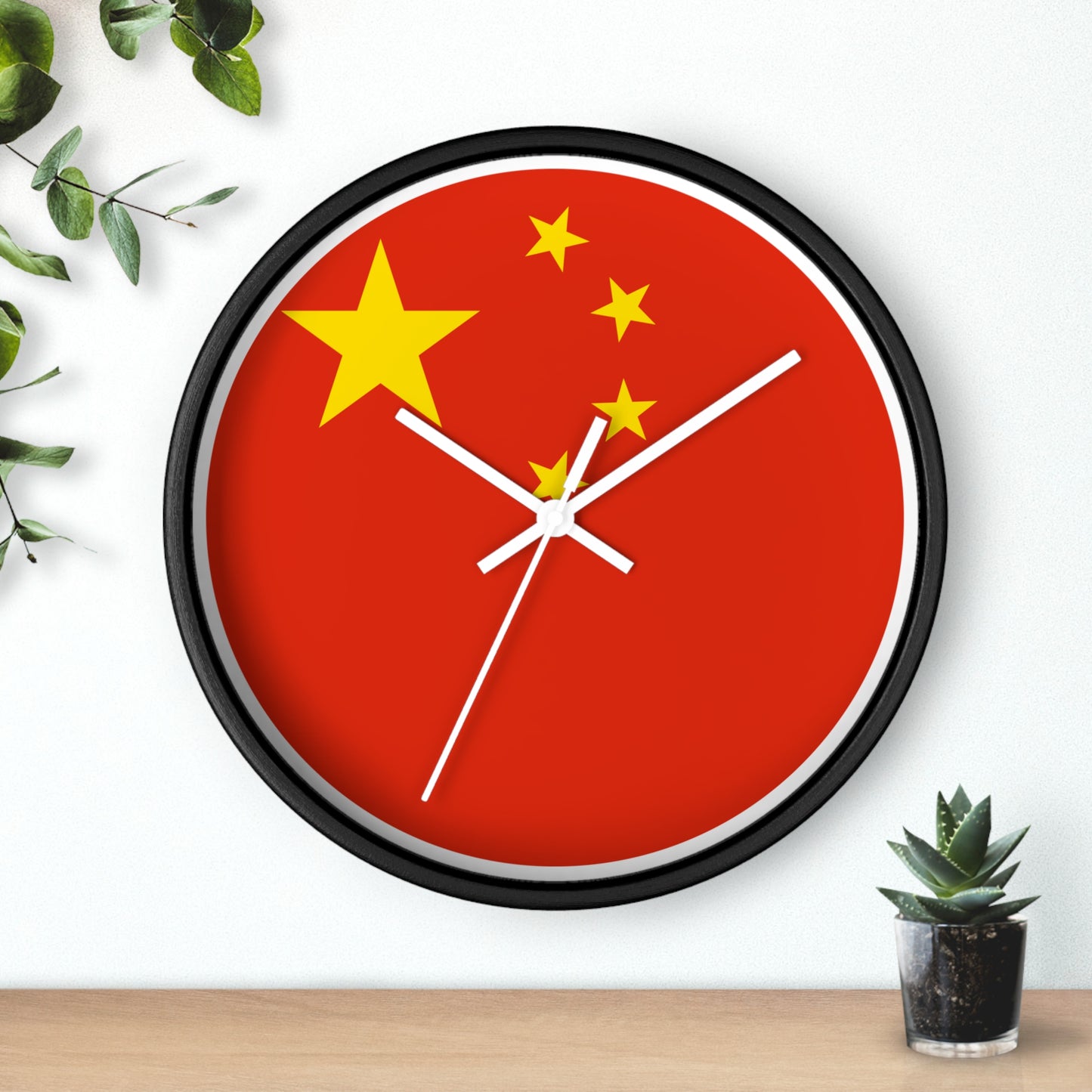 Chinese Flag Wall Clock - Vibrant Red & Yellow Home Decor