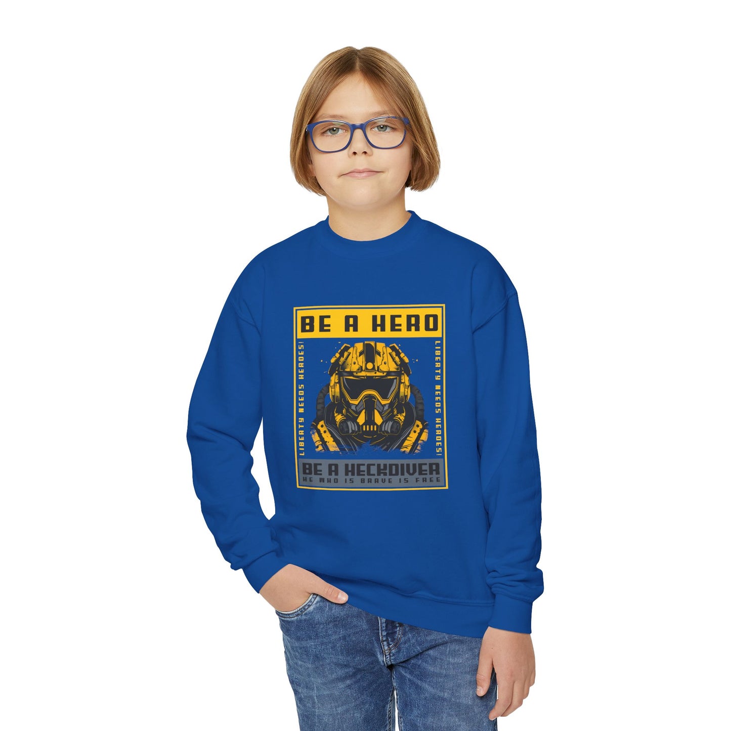 Youth Crewneck Sweatshirt - Be a Hero Graphic for Kids