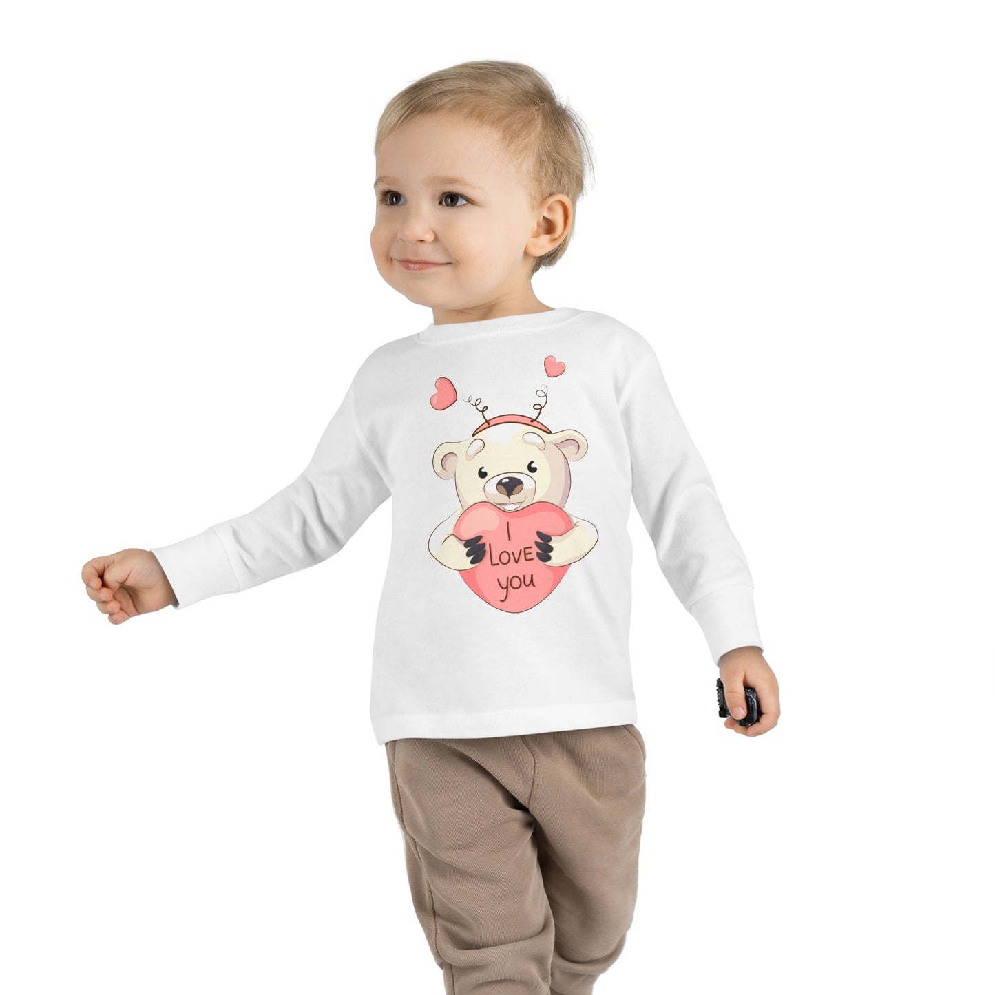Toddler Long Sleeve Tee Cute Bear Love You