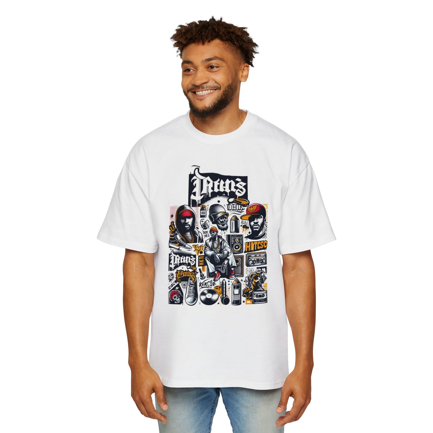 Men's Heavy Oversized Tee - GANGSTA Graphic Casual Streetwear Shirt