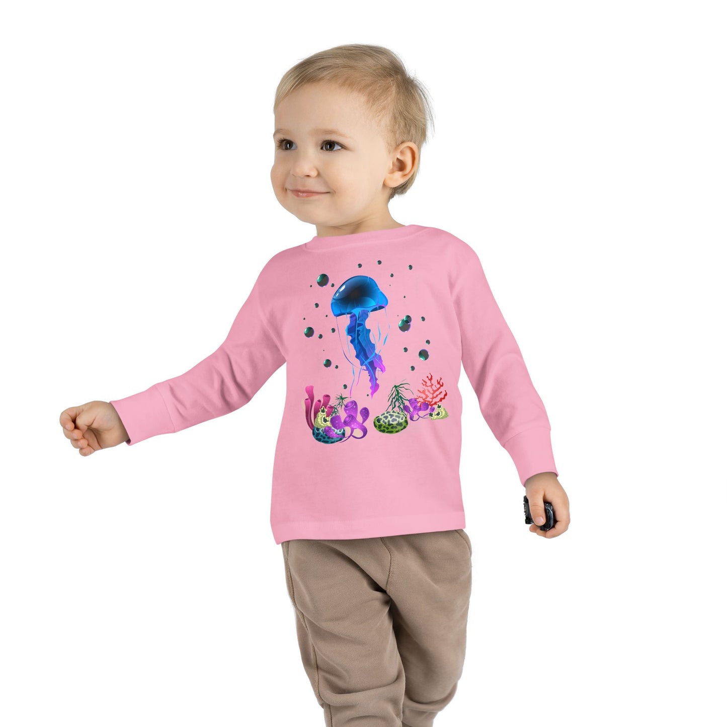 Toddler Long Sleeve Tee Colorful Jellyfish Fun Under the Sea Shirt for Kids