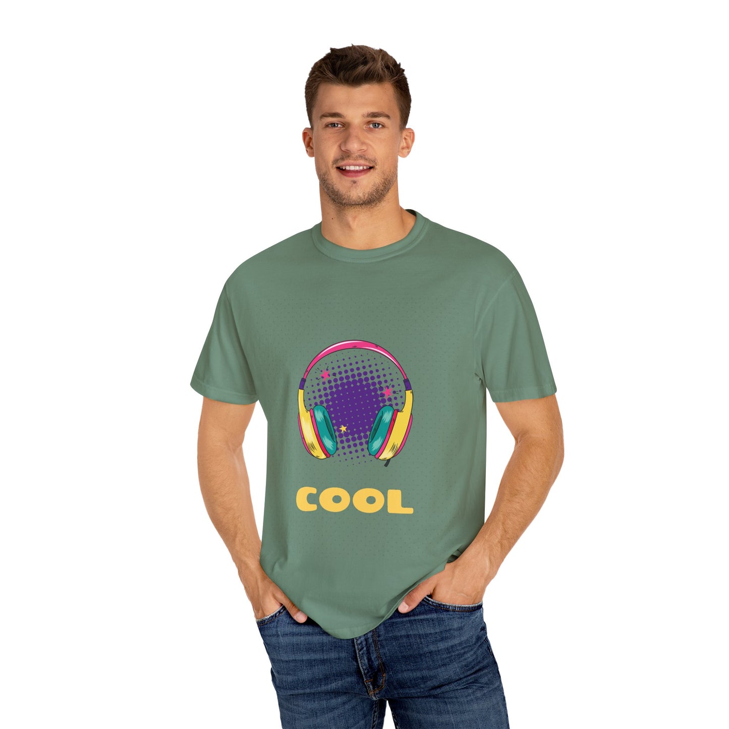 Cool Vibes Unisex Garment-Dyed T-Shirt with Headphones Graphic