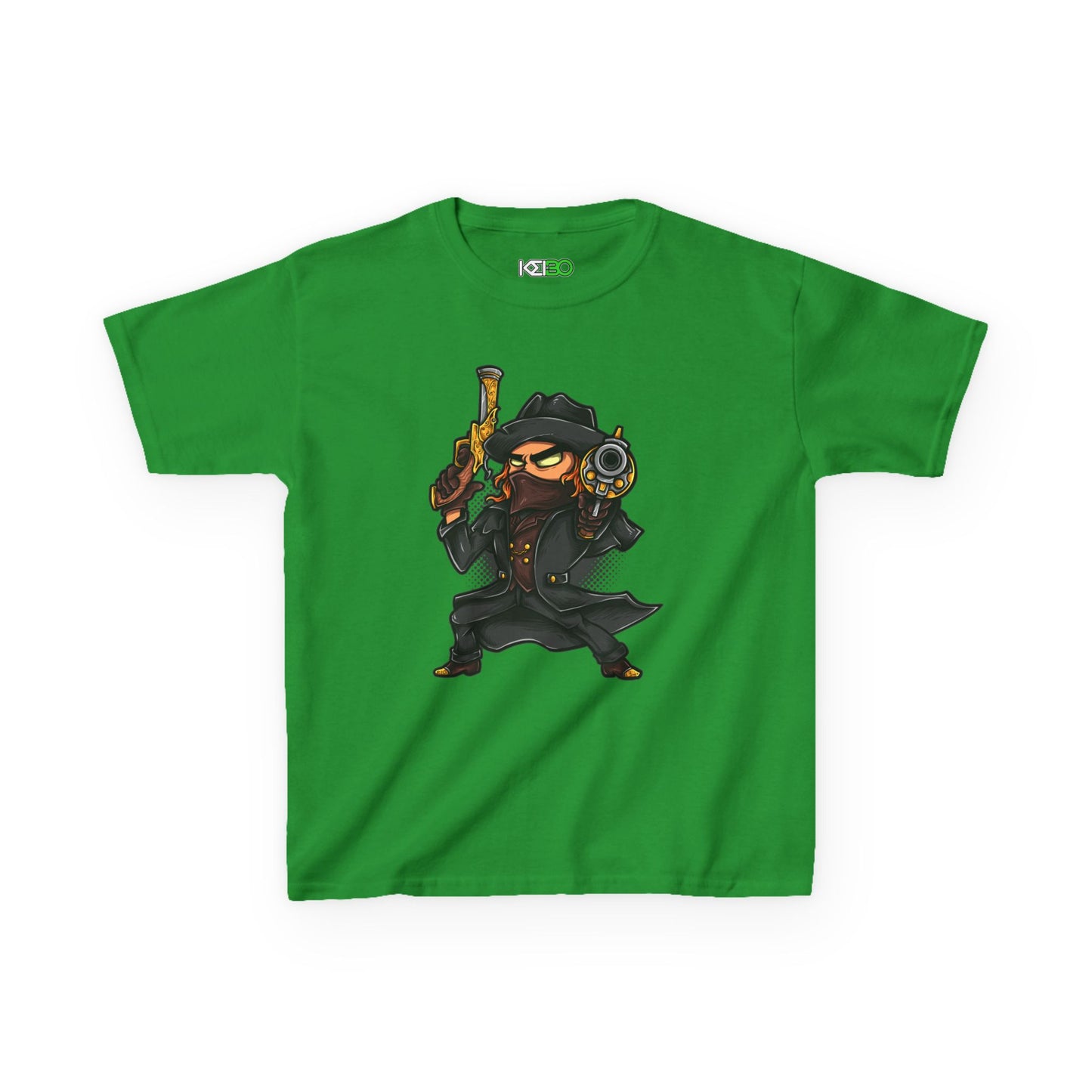 Kids T-shrt Cool Cartoon Character with Gun Design
