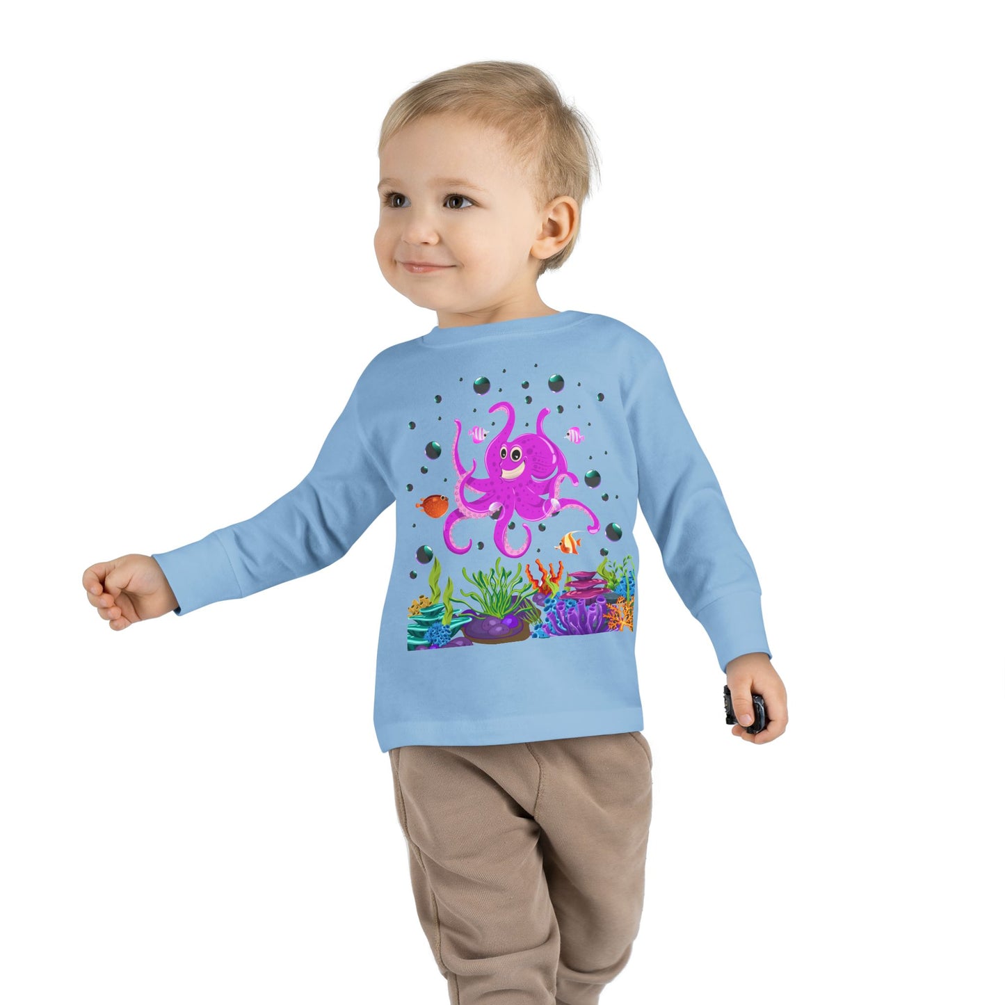 Toddler Long Sleeve Tee Colorful Jellyfish Fun Under the Sea Shirt for Kids
