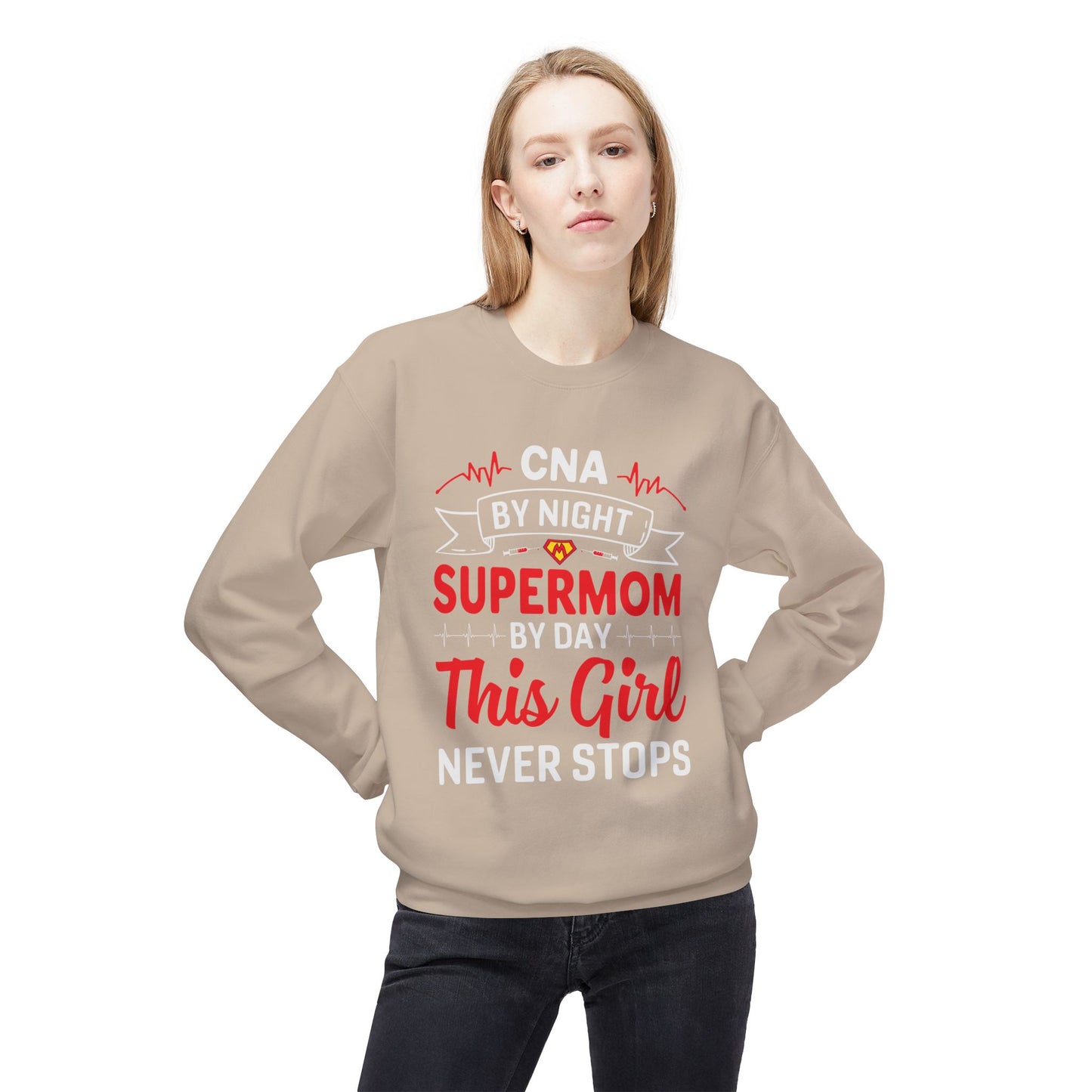 Women's Fleece Sweatshirt – Supermom Nurse Graphic for Proud Moms