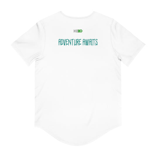 Adventure Awaits Curved Hem Men's Tee – Ideal for Outdoor Enthusiasts