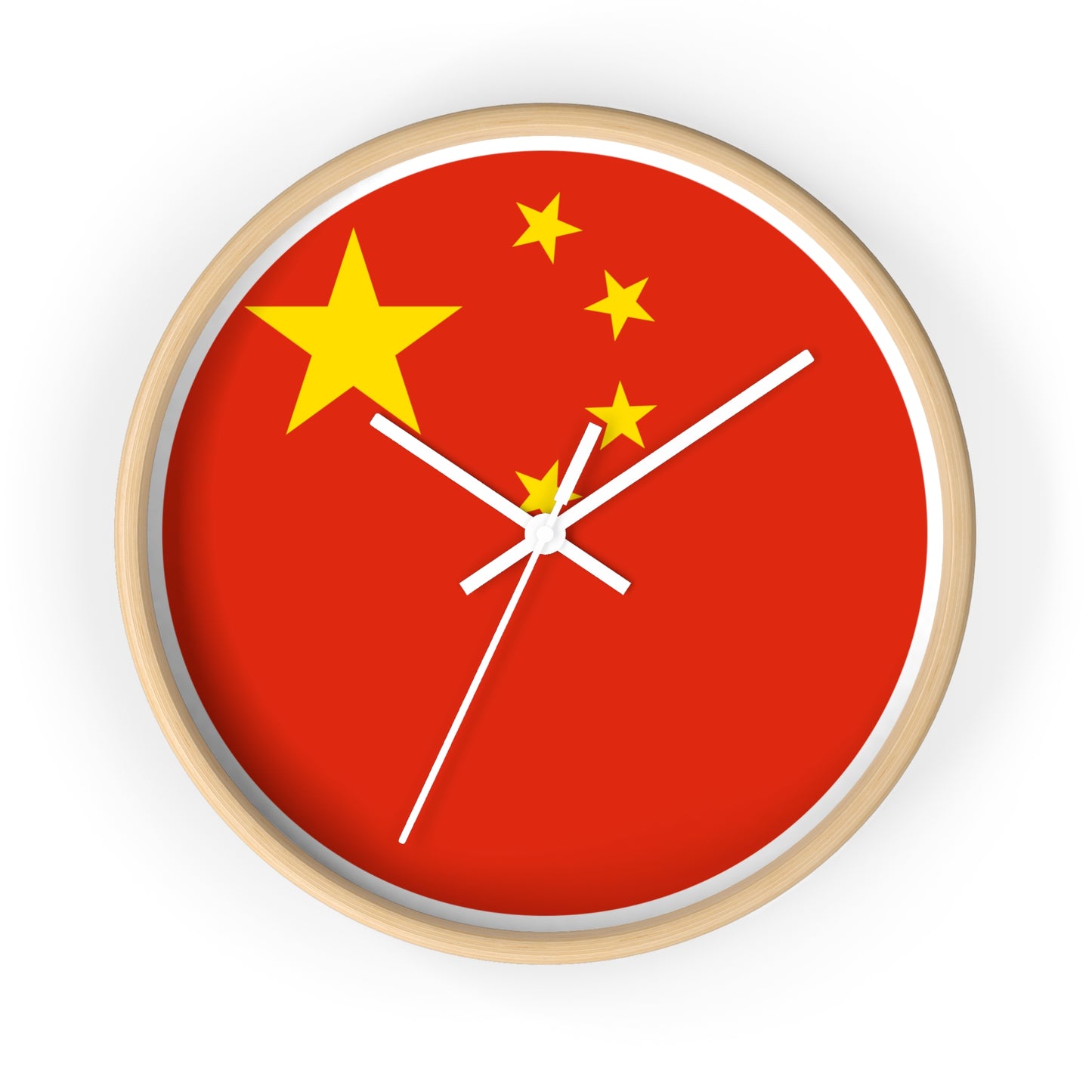 Chinese Flag Wall Clock - Vibrant Red & Yellow Home Decor
